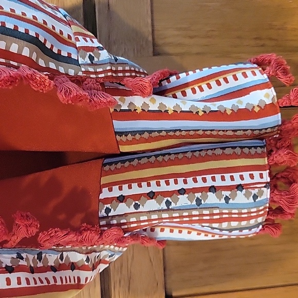 NWT Evereve Sunday in Brooklyn  Desert Stripe Tiered Tassel Tank Top XS - Picture 10 of 13